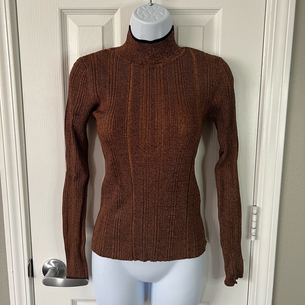 NWOT Veronica Beard Brown Ribbed Women's Sweater Mockneck size XSmall